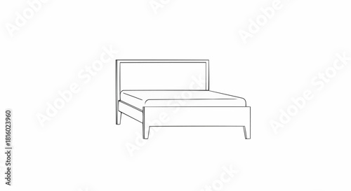 Simple bed frame design with a headboard and mattress for sleeping.