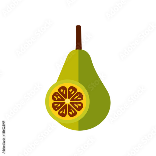 A_Simple_flat_2D_icon_of_a_baobab_fruit_isolated_on_a_white, simple illustration with EPS format design, simple flat 2D icon, minimalist design, clipart