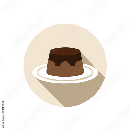 A_Simple_flat_2D_icon_of_a_chocolate_mousse_isolated_on_white, simple illustration with EPS format design, simple flat 2D icon, minimalist design, clipart