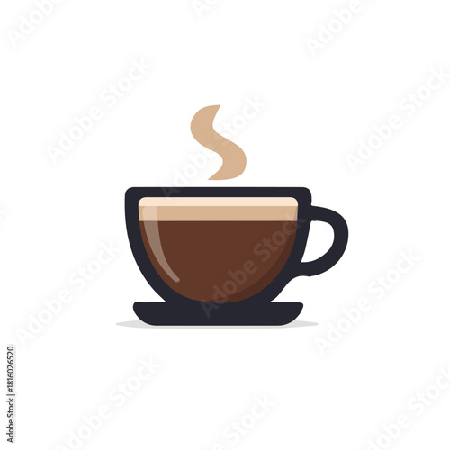 A_Simple_flat_2D_icon_of_a_coffee_cup_isolated_on_a_white, simple illustration with EPS format design, simple flat 2D icon, minimalist design, clipart