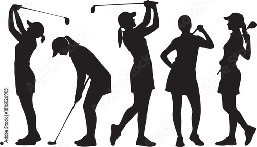 Golf girl silhouettes