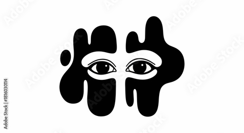 Intriguing abstract art featuring prominent eyes, conveying curiosity and mystery.