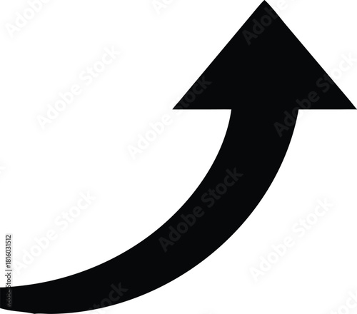 A simple black curved arrow pointing upwards a common symbol for progression