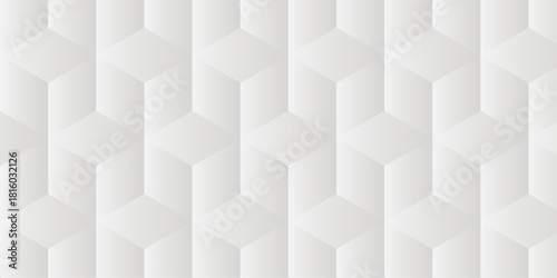 White geometric cube creative concept triangle overlap square technology background. digital cubes fabric and wallpaper grid block texture background.	
