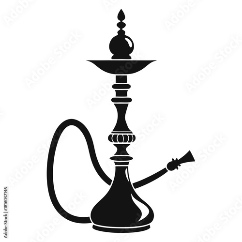 hookah black and white silhouette on white background