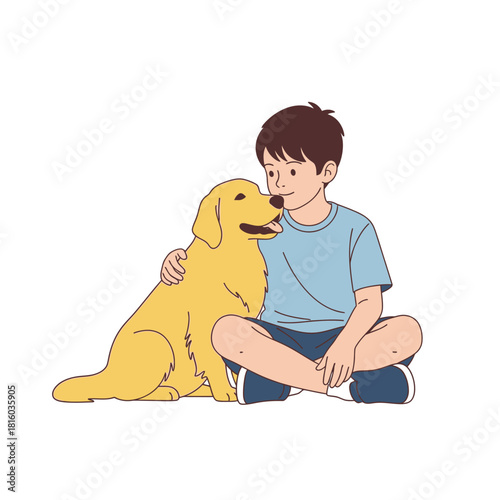 A heartening portrayal of youthful friendship: A boy and his golden companion sharing quiet time