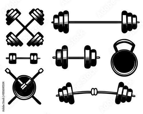 barbell icon set, vector illustration on white background