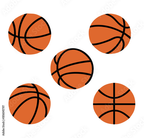 basketball set icon. Set of basketball balls isolated on white background.
