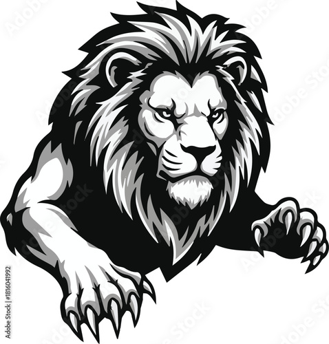 Majestic Lion Illustration in Black and White