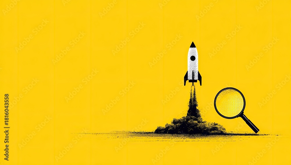 Obraz premium Rocket launch, magnified