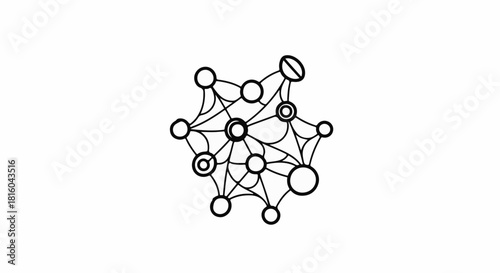 Abstract interconnected network of circles and lines symbolizing connection and complexity