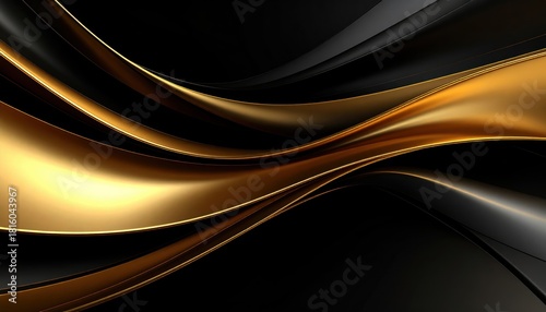 A sleek, modern design featuring flowing black and gold waves, creating an elegant and dynamic visual effect.