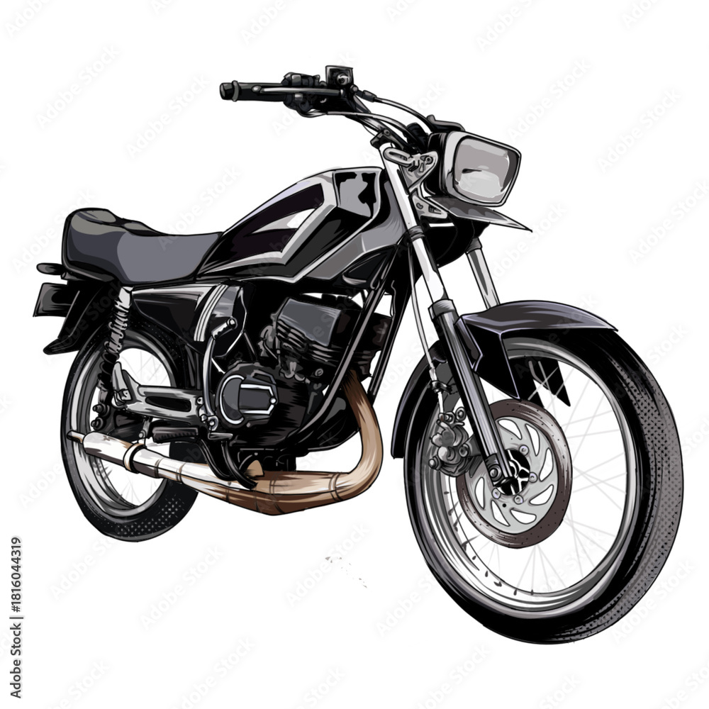Obraz premium black motorbike cartoon image