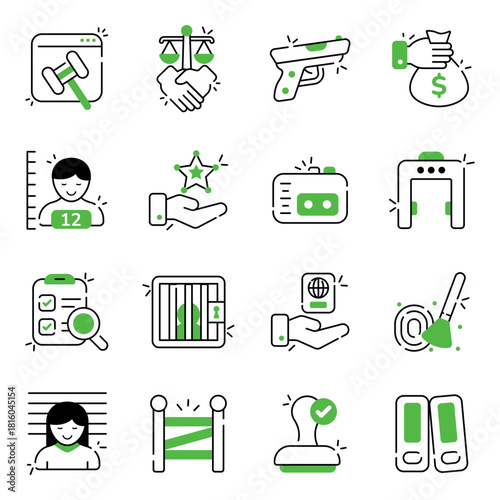 Set of Law and Equity Flat Icons 