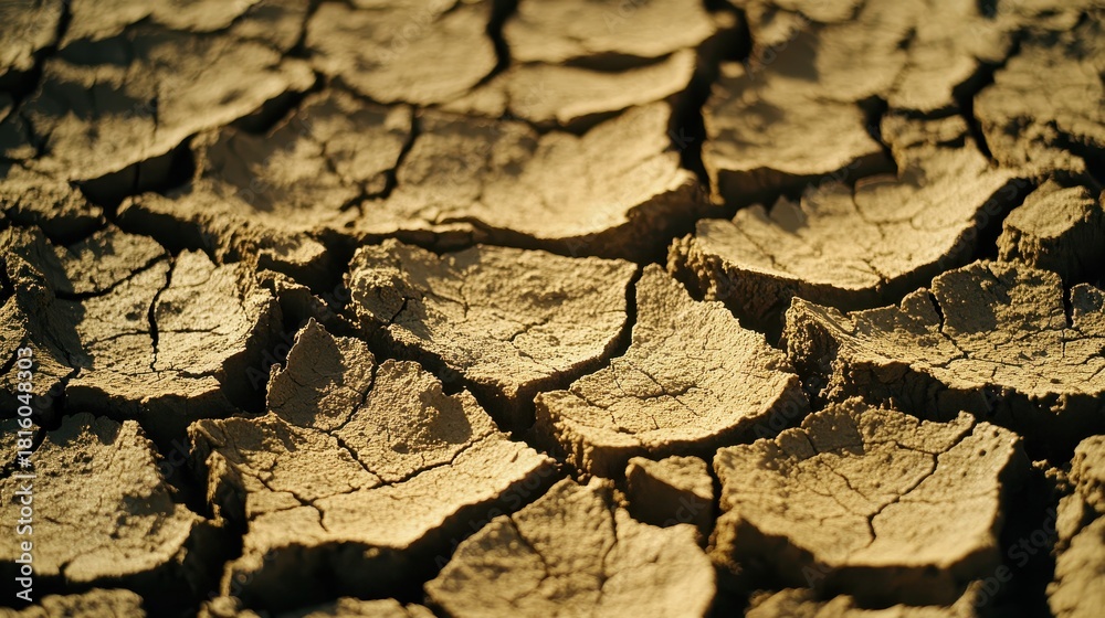 Fototapeta premium Close up view of dried and cracked mud surface patterns