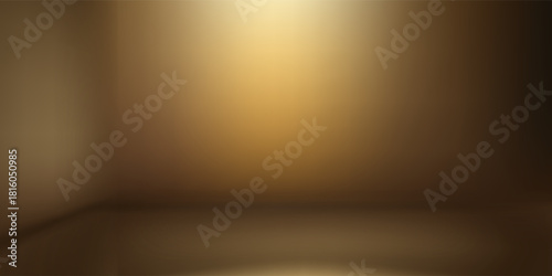 Dark gold gradient background studio with two lights shiny abstract pattern, modern and luxury empty room interior for premium product display lighting.
