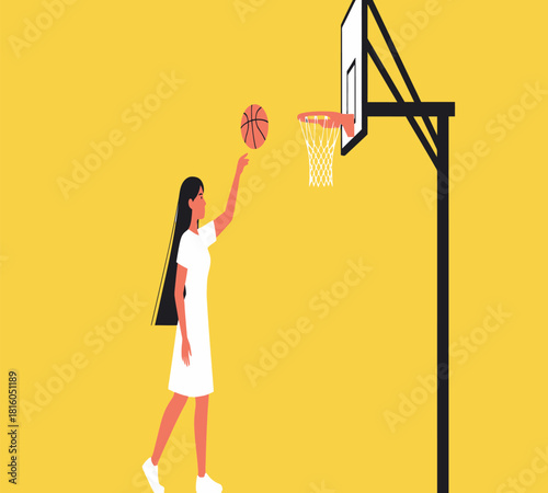 Illustration of female news anchor with censored bar over mouth, symbolizing suppressed information and restricted freedom of speech during a breaking news report