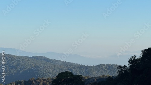mountains in the fog