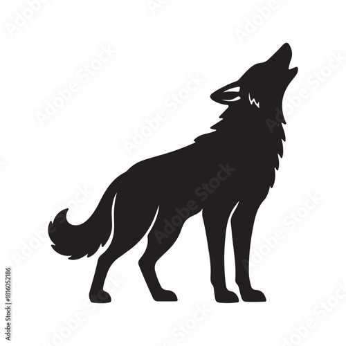 “Majestic Howl: A Lone Wolf silhouette Standing Proud, Echoing Wildness Across Snowy, Moonlit Horizons”