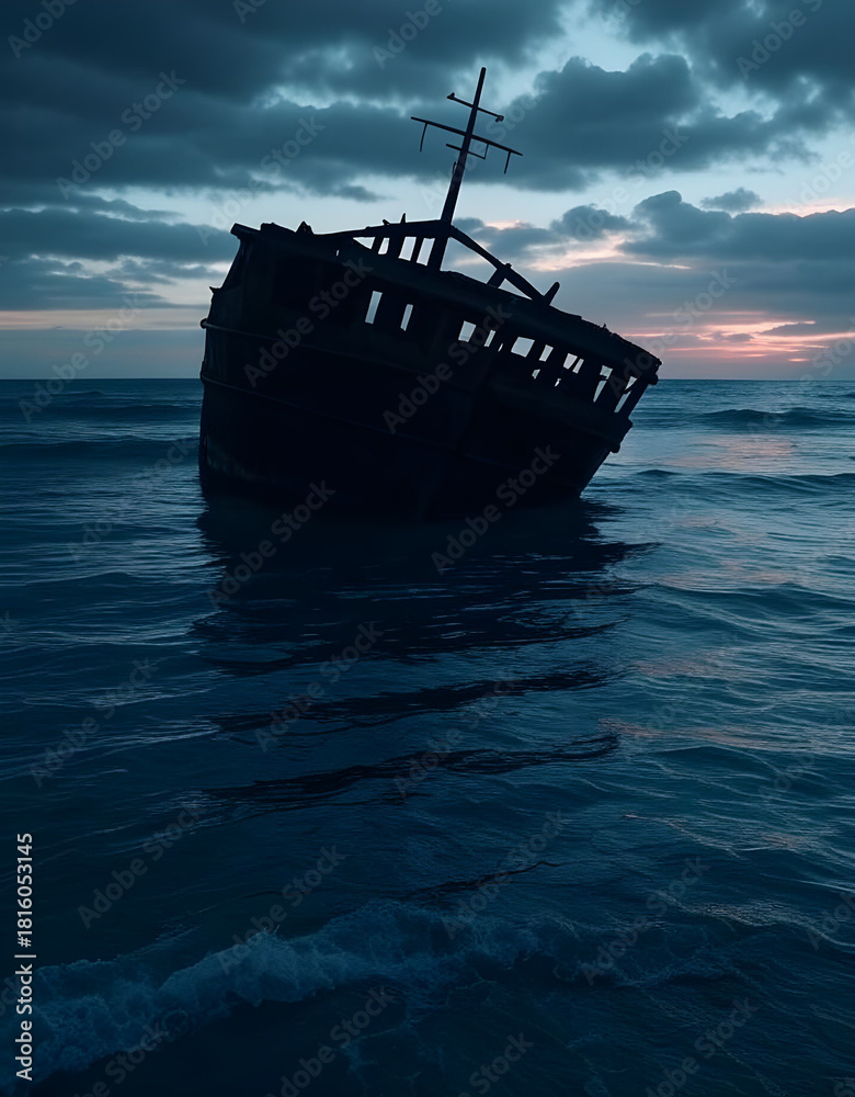 Fototapeta premium Silent Shipwreck at Dusk