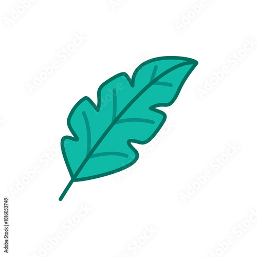 A turquoise leaf with soft wavy edges, creating a fresh and modern botanical look. Ideal for decorative artwork, nature-themed designs, eco branding, and stylish vector illustrations.