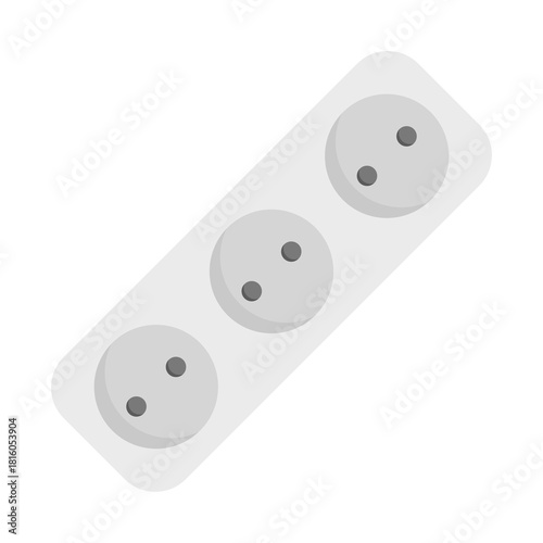 A three-hole white power socket illustration with clear and minimal styling. Suitable for home and office visuals, electrical icons, appliance graphics, energy concepts, and vector designs.