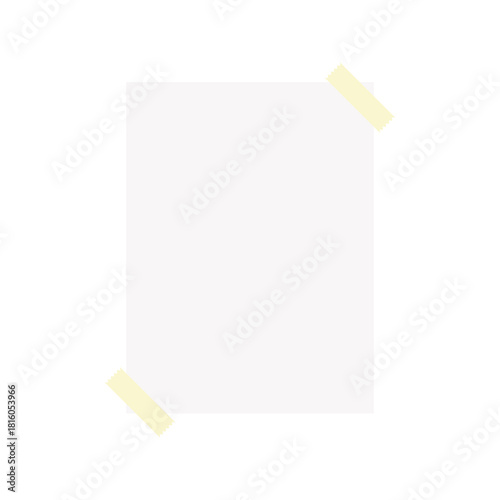 Simple note paper with tape on two opposite corners, creating a casual pinned style. Perfect for reminders, message graphics, digital notebooks, or decorative layouts.