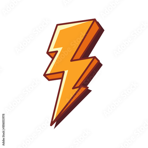 A three-dimensional thunderbolt illustration with sharp angles and dynamic lighting, giving it an energetic and striking appearance. Perfect for weather graphics, energy icons, power visuals, and mode