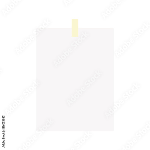 Note page illustration held by a single piece of tape at the top, simple and modern. Great for reminders, planner themes, digital notebooks, or decorative visual elements.