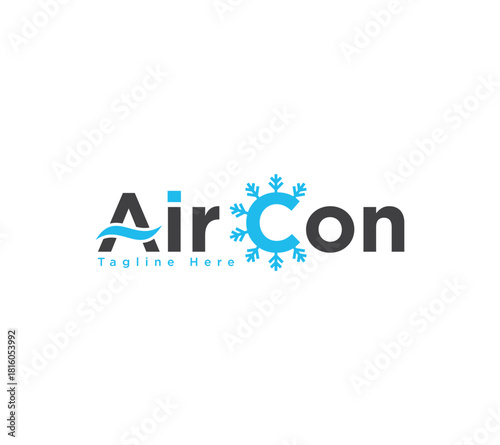 Air Conditioning cold wind text based wordmark logo design, Vector image