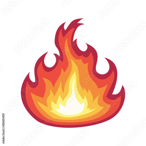 A complex flame illustration with layered edges, textured curves, and bright fiery colors. Ideal for dramatic energy visuals, intense heat symbols, emergency graphics, and detailed designs.