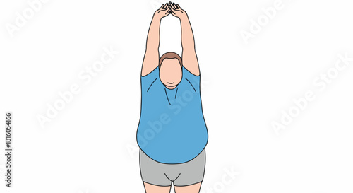 Man Stretching Arms Above Head for Relaxation or Exercise