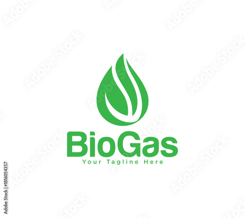 Biogas oil and gas industrial or factory energy logo design, Vector image
