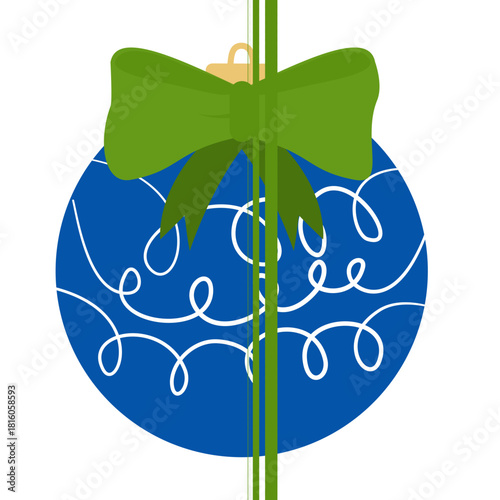 Festive blue Christmas ornament with green bow brings holiday cheer and seasonal style