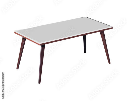 Simple empty brown wooden kitchen table furniture isolated on white background