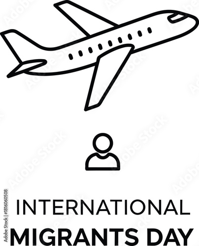 Vector art of International Migrants Day illustration with an airplane 
