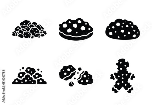 christmas gingerbread crumble silhouette icon set collection with spiral and solid styles