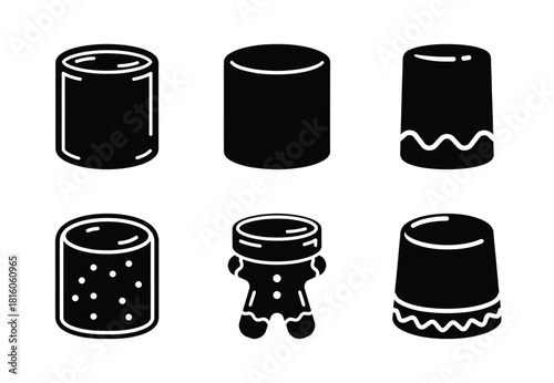 christmas gingerbread marshmallow silhouette icon set collection with spiral and solid styles