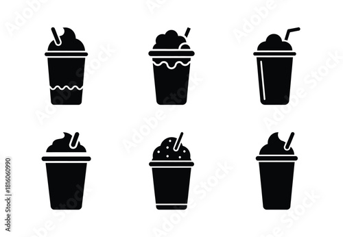 christmas gingerbread shake silhouette icon set collection with spiral and solid styles