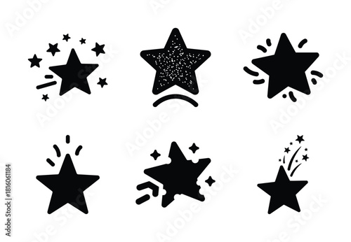 christmas glitter star bounce silhouette icon set collection with spiral and solid styles