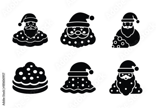 christmas reindeer snow hop silhouette icon set collection with spiral and solid styles