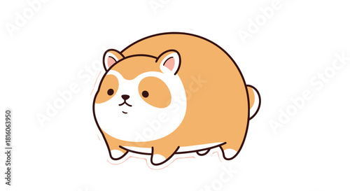 Adorable and chubby cartoon corgi dog sticker with a cute expression in a simple kawaii style on a white background.