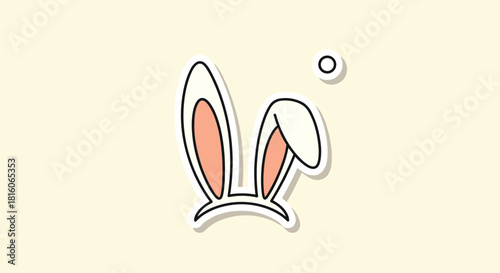 Cute sticker illustration of a white bunny ears headband with pink inner ears perfect for Easter or a costume party.