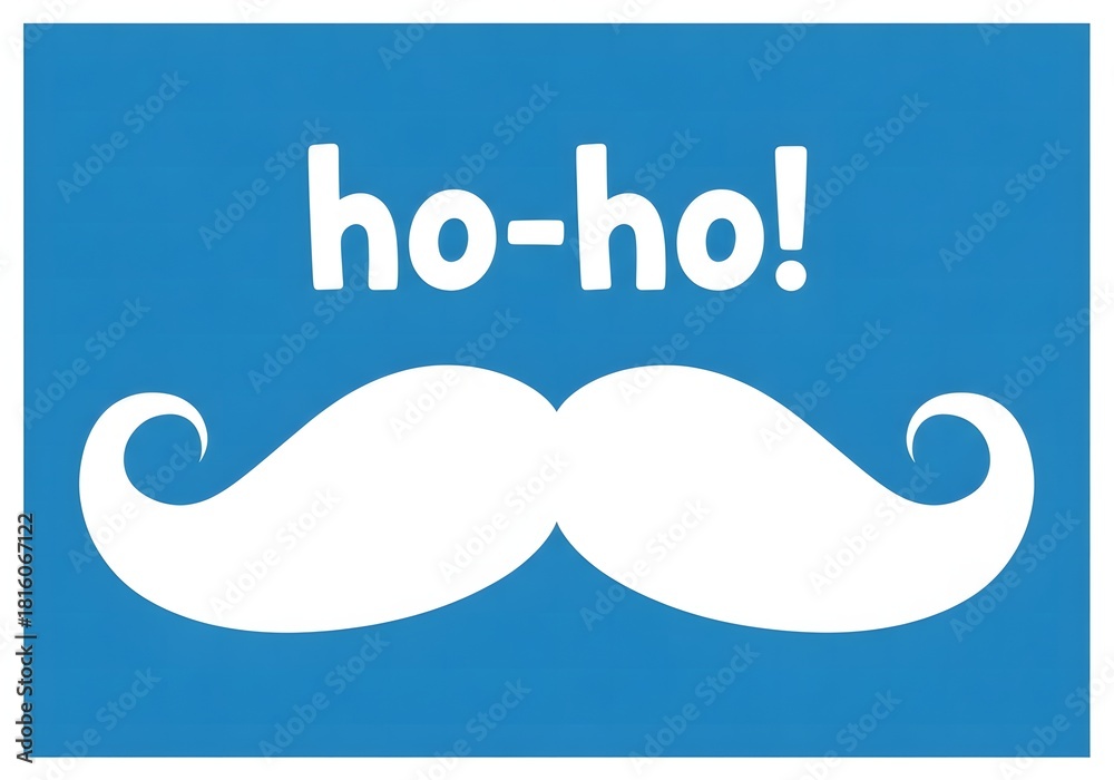 Fototapeta premium White moustache and ho ho text on blue background