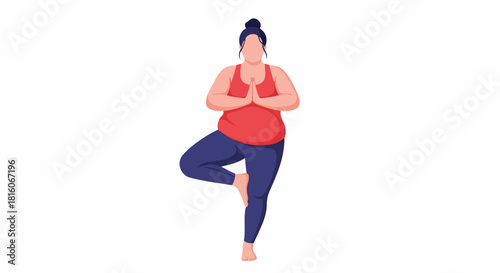 Woman Practicing Tree Pose Yoga for Well being
