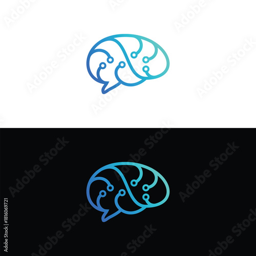 Creative Digital Brain Logo Design Template