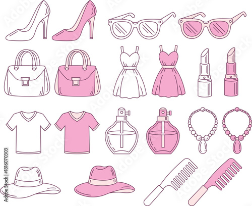 Chic fashion essentials for the modern woman, including elegant dresses, stylish shoes, handbags, cosmetics and accessories, perfect for lifestyle blogs