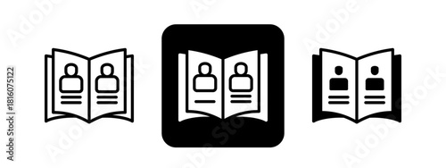 Alumni Solid color and black line drawing vector illustration set