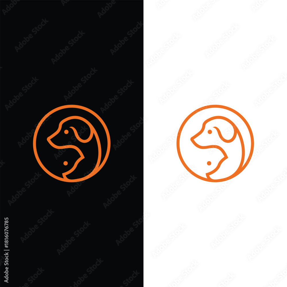 Obraz premium circle dog and cat line logo
