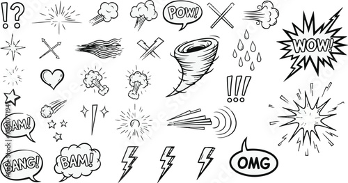 Comic Book Style Action and Sound Effect Icons Keywords comic, sound effect, action, icon